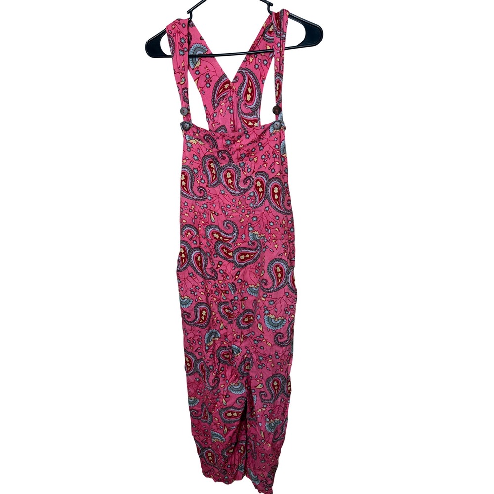 Sacred Threads Pink Paisley‎ Wide Leg Jumpsuit Overalls Women's L/XL